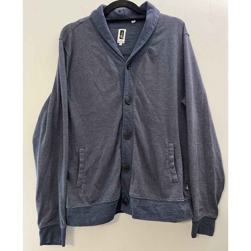 Men's Howe Blue Microstripe Button Front Cardigan Size Large